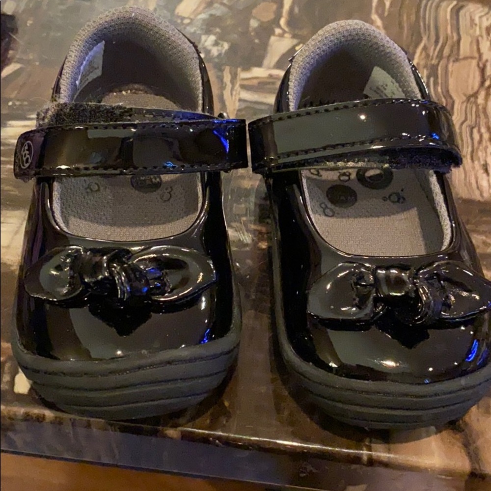 Black patent leather dress baby shoes